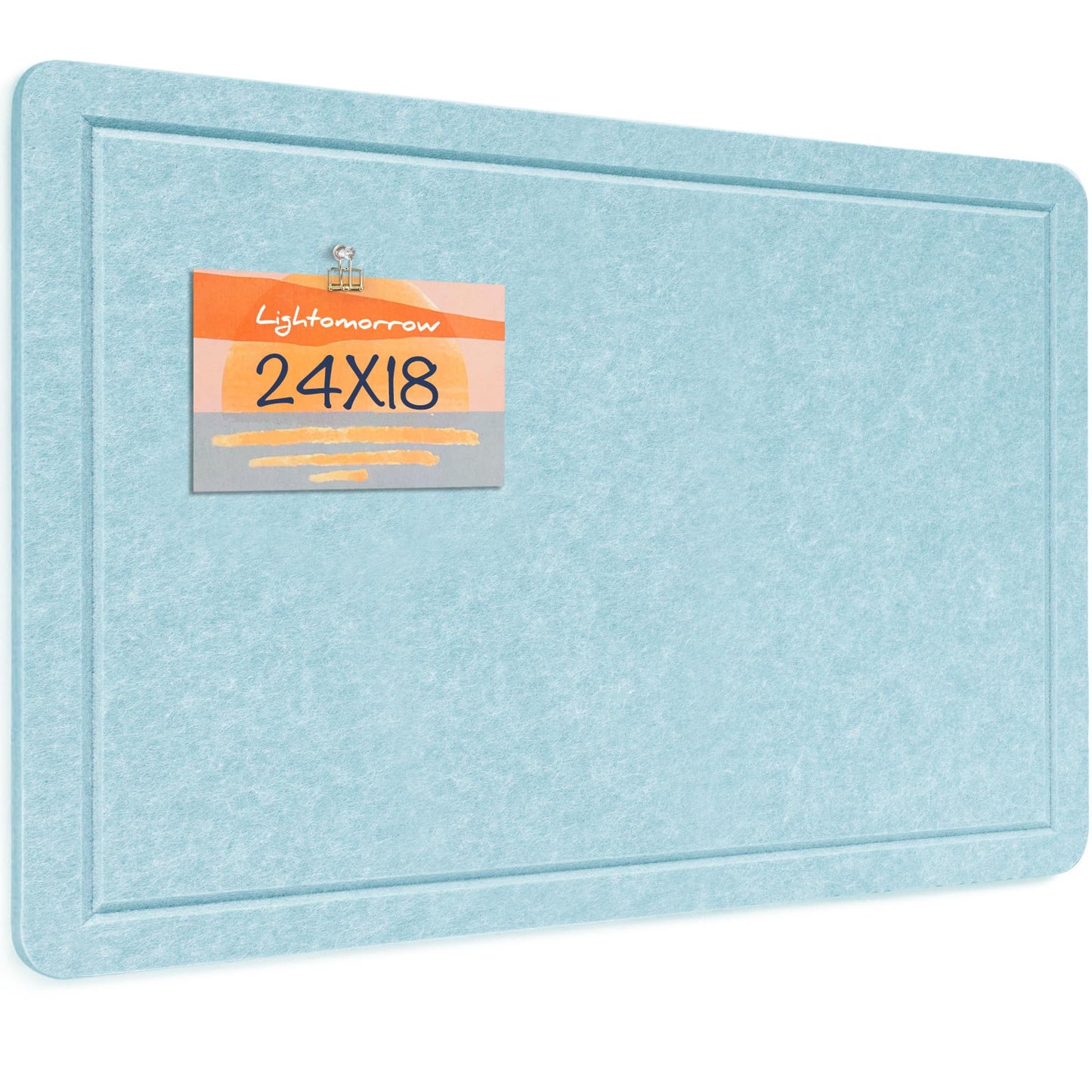 Lightomorrow Bulletin Board, 24 x 18 Inches Cork Board Alternative Decorative Felt Pin Board with Safe Removable Adhesives & 27 Push Pins for Home Office Classroom Walls-Light Blue
