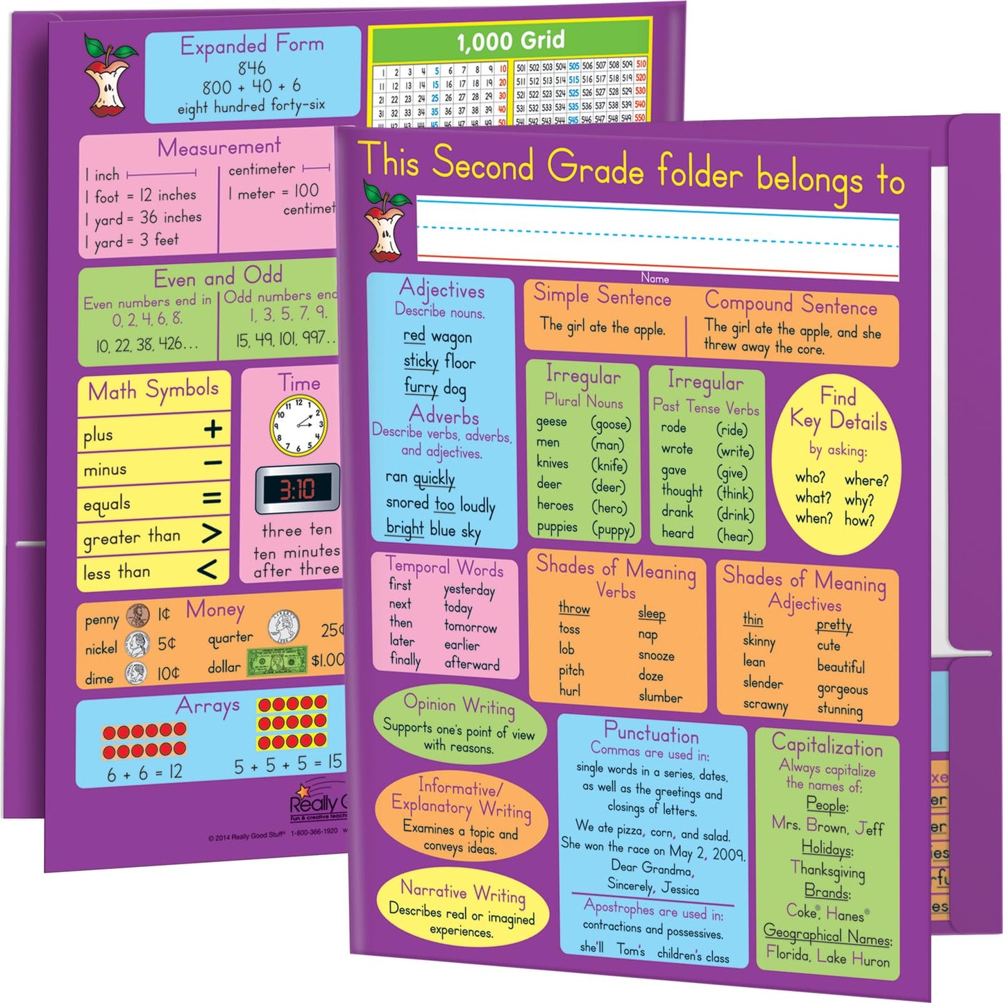 Really Good Stuff Common Core Resource Folders – Second Grade – Set of 12 - Bulk School Supplies, Take Home Organizer for Students, Classroom Essentials