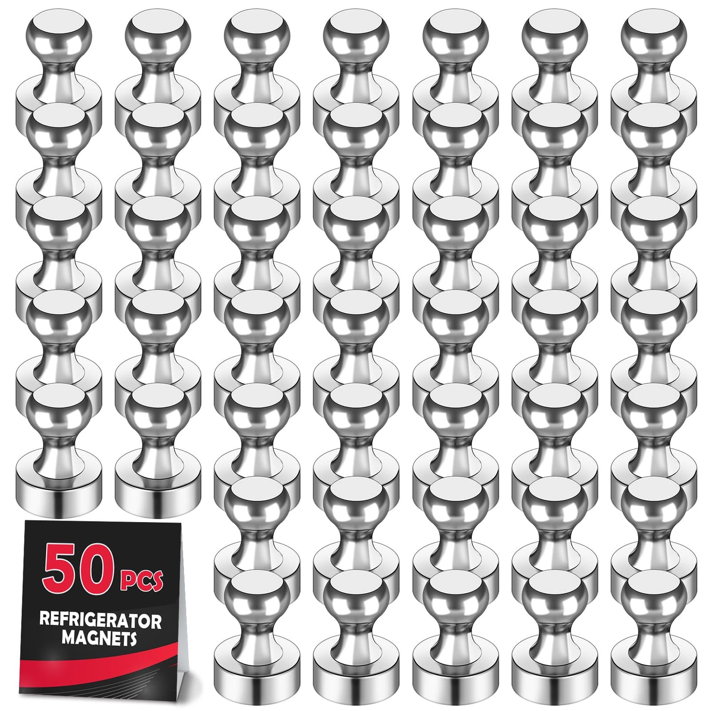LOVIMAG Fridge Magnets 50 Pcs Refrigerator Whiteboard Small Strong Magnet Classroom Kitchen Accessories Decorative Locker Set Decor Must Haves Office Calendar Refrigerador Magnetic Cute Crafts Silver