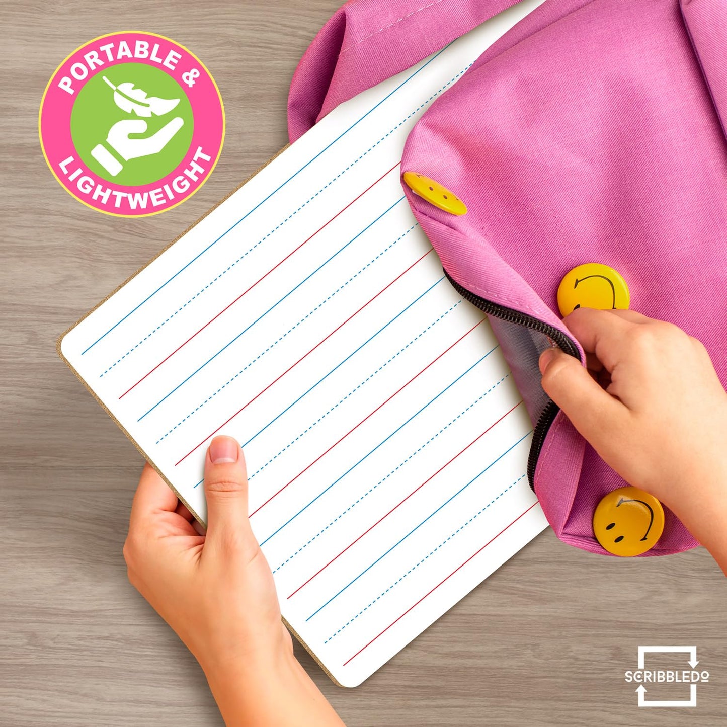 Scribbledo 10 Pack Double Sided Whiteboard Lined Dry Erase Boards for Kids Ruled Writing Board Handwriting Practice Small White Boards Dry Erase Board 9x12 Dry Erase Board with Lines Teacher Supplies
