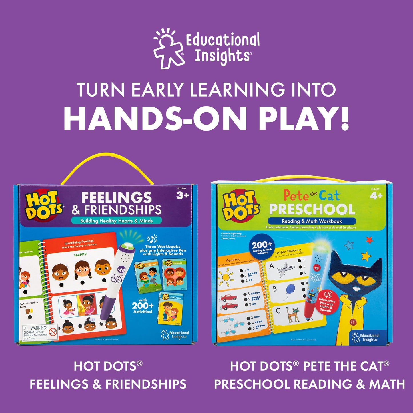 Educational Insights Hot Dots Preschool Essentials: Reading & Math Workbook - Preschool Workbooks with Interactive Pen, Homeschool Learning Books, Build Toddler Reading & Math Skills, Ages 4+