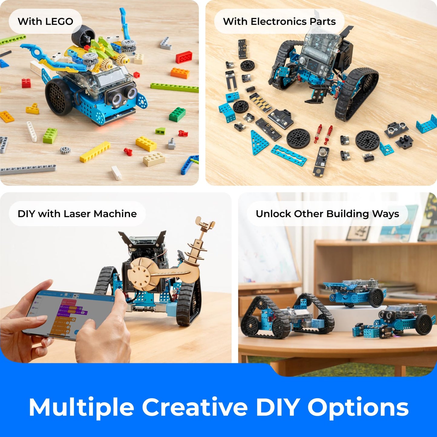 Makeblock mBot2 Rover Emo Robot Programming for Kids, Interactive Robotics Kit Learning and Outdoor Play, Remote Control Coding for Kids 8-12 and up, STEM Educational Building Toys Gifts
