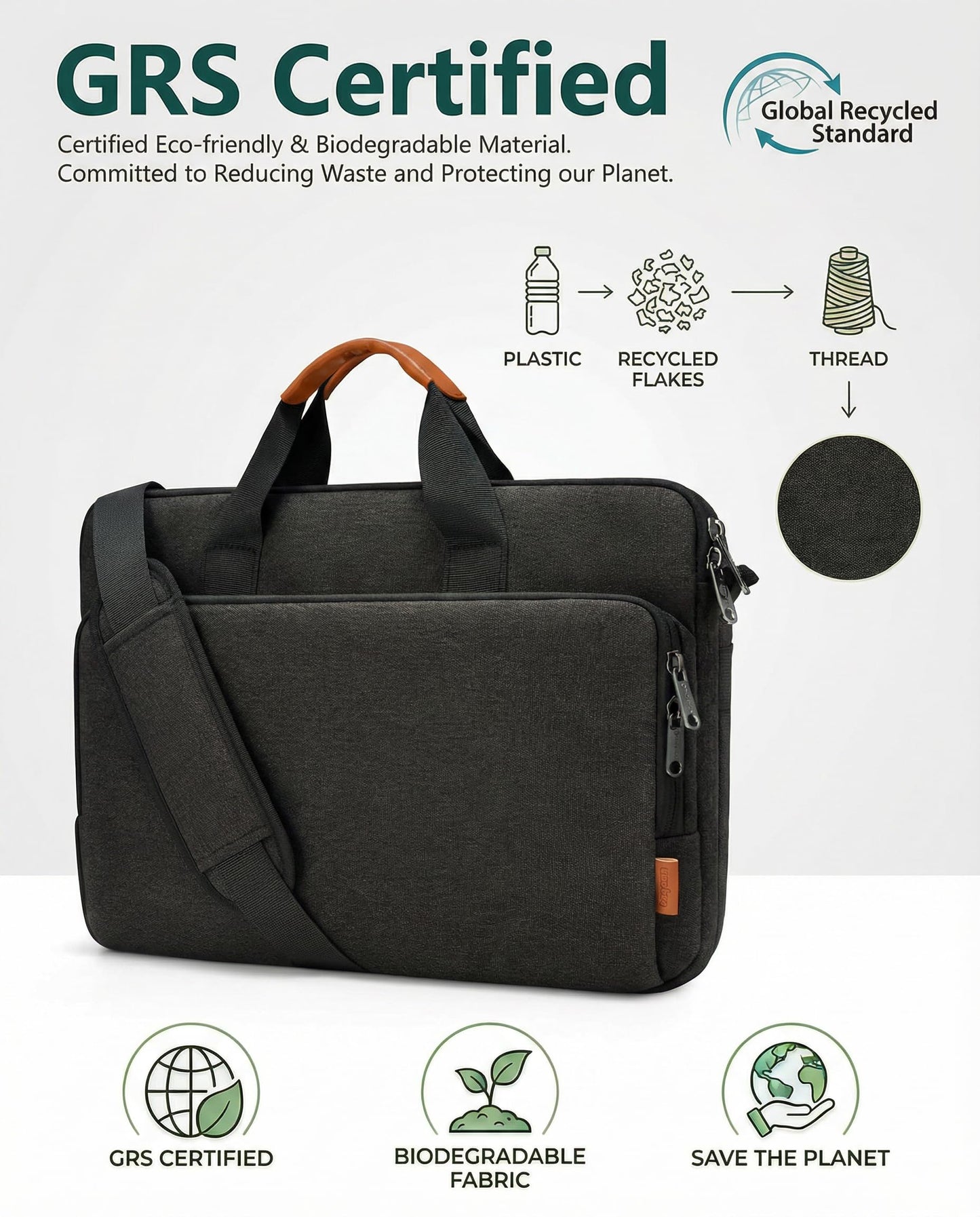 bagasin 15 15.6 16 inch Laptop Computer PC Shoulder Bag Carrying Case, Water-Repellent Fabric Briefcase, Lightweight Toploader, Business Casual or School