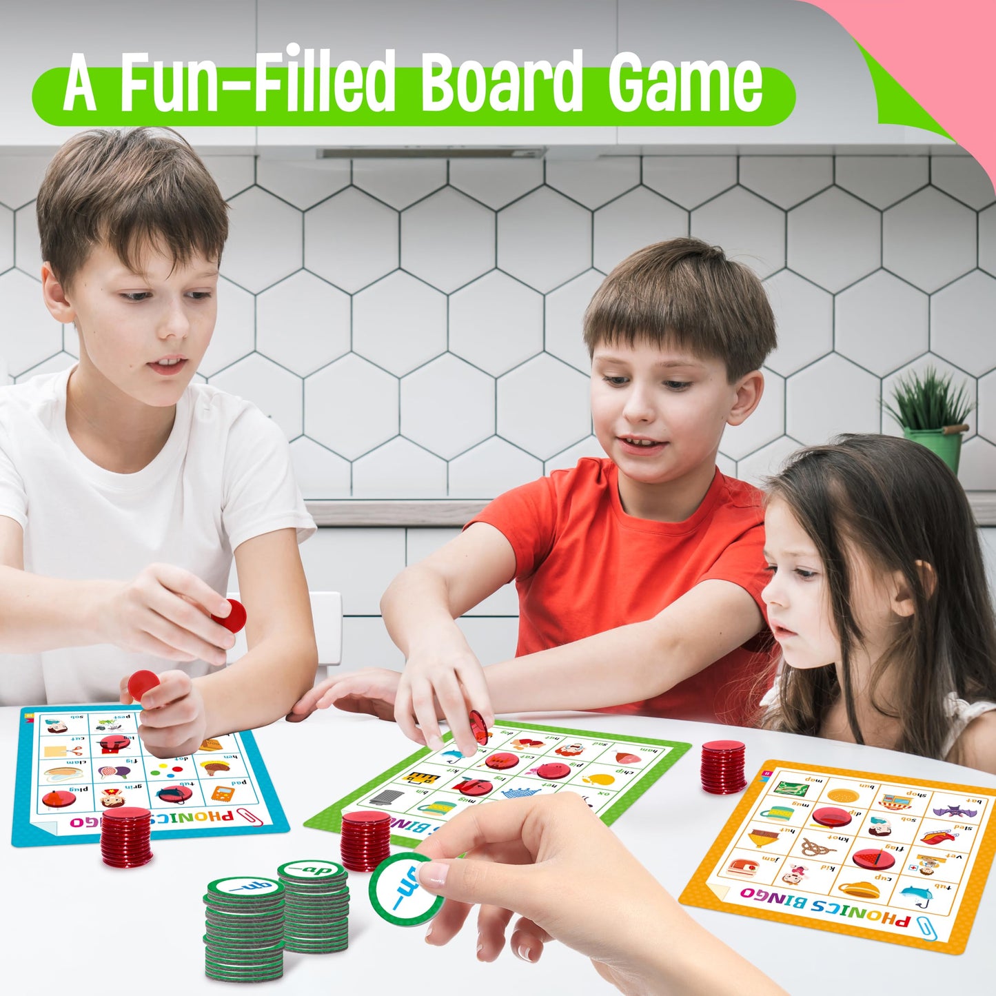 Alphabet & Phonics Bingo Game, 12 Bingo Boards ABC Letters, CVC Blends Words Phonetic Game, Letters Phonetic Awareness Early Educational Learning Toys - Ages 4 and up, Perfect for Classroom & At Home