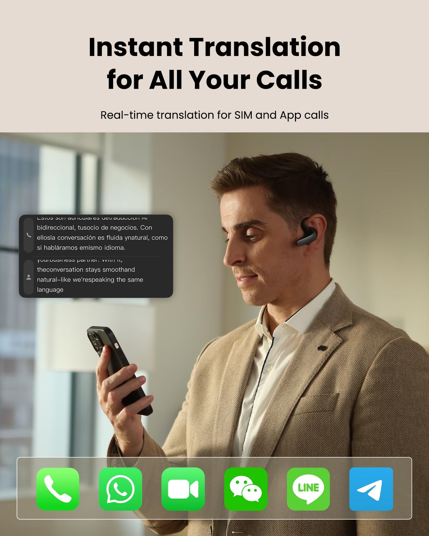 iFLYTEK AI Translation Earbuds, for Global Business and Travel, Bone Conduction Voice Isolation in Noise, 60 Languages for Real-Time Face-to-Face, Calls & Meetings, Easy Setup via iOS/Android App