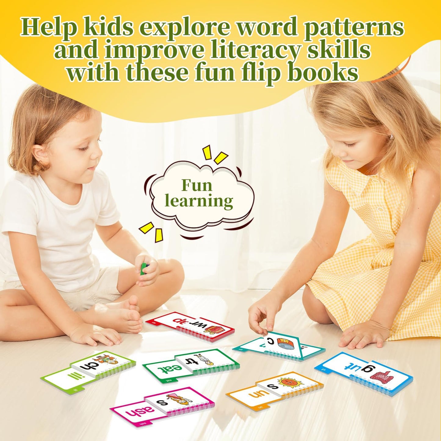 30 Read Word Families, Sight Words, ABC Phonics Flash Cards,Reading Learning Set, Educational Games for Kindergarten