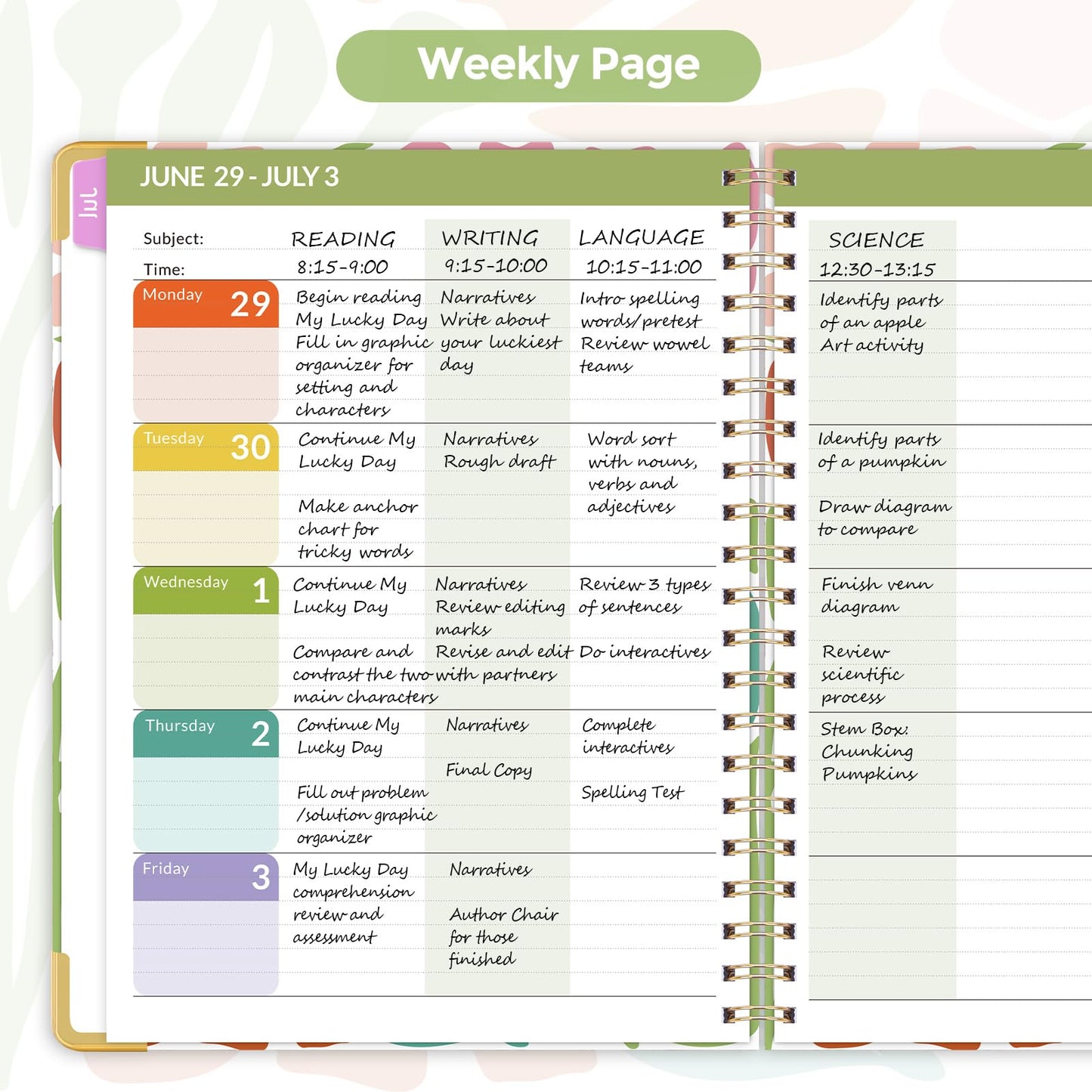 SKYDUE Teacher Planner 2026-2027 Academic Year, 8.5" x 11" Deluxe Teacher Lesson Planner with Monthly Tabs & Stickers, Lesson Plan Book 26-27, AbstractFloral