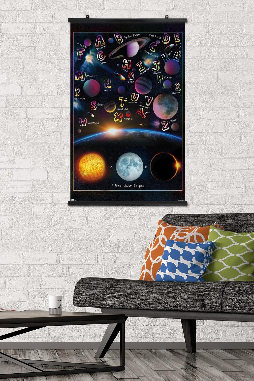 Trends International Ali Chris - The Solar System: Total Eclipse Letters Wall Poster, 34L x 22.4W, Premium Poster & Clip Bundle
