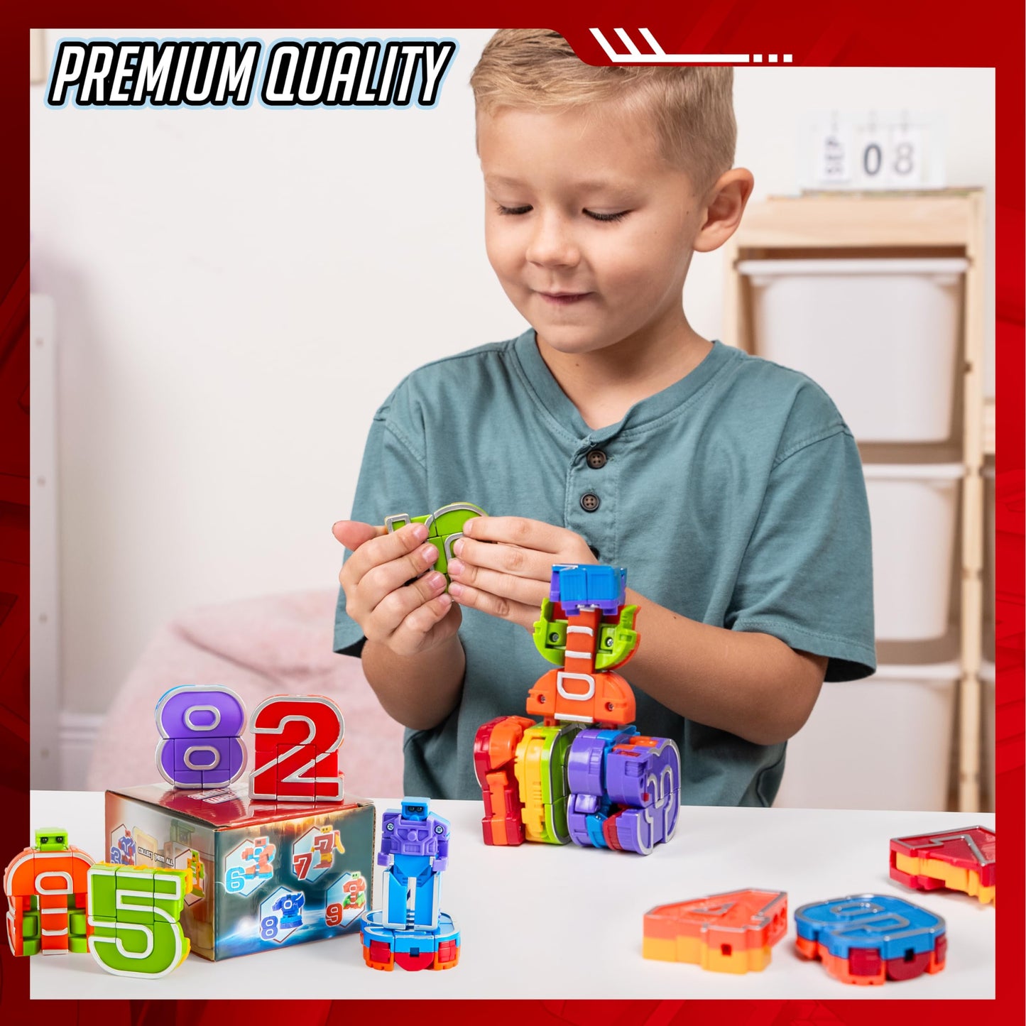 JOYIN 10 Pcs Number Robots Educational Toys, Number Robots, Action Figure Learning Toys, Easter Basket Stuffers, Birthday Gifts for Kids Boys Girls 3 4 5 6 Years Old