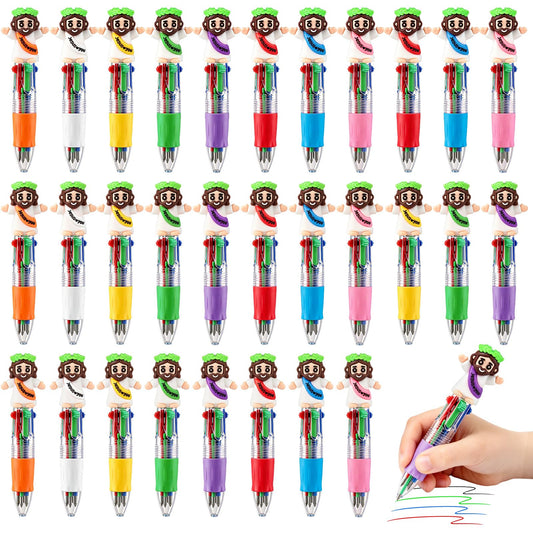 CZWZ 30Pcs Mini Multicolor Pens in One 4-in-1 Cute Pens Bulk for Kids, Ballpoint Pen for Birthdays and Parties, Fun Gifts Assorted Ink Kawaii Pen(Jesus Christ)