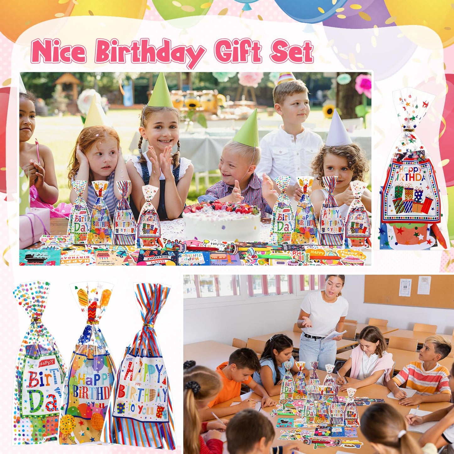 Saypacck 194 Pcs Birthday Return Gifts Birthday Classroom Stationery Party Favors Includes Notebook Ballpoint Pen Bookmark Sticky Notes Goodie Bag Stuffers Gifts School Student Rewards Prize
