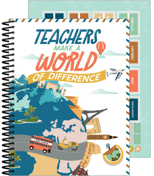 Carson Dellosa Let's Explore Teacher Planner 2025-2026, Undated 8" x 11" Lesson Plan Book With Retro Stickers, Class Schedule, Weekly Calendar, Classroom Must Haves, Homeschool and School Supplies