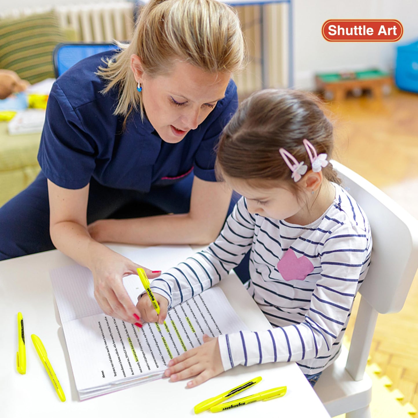 Shuttle Art 144 Pack Highlighters, Yellow Highlighter Pen Bulk with Versatile Chisel Tip Dry-Quickly Non-Toxic Highlighter Markers for Adults Teachers Students Highlighting in Home School Office