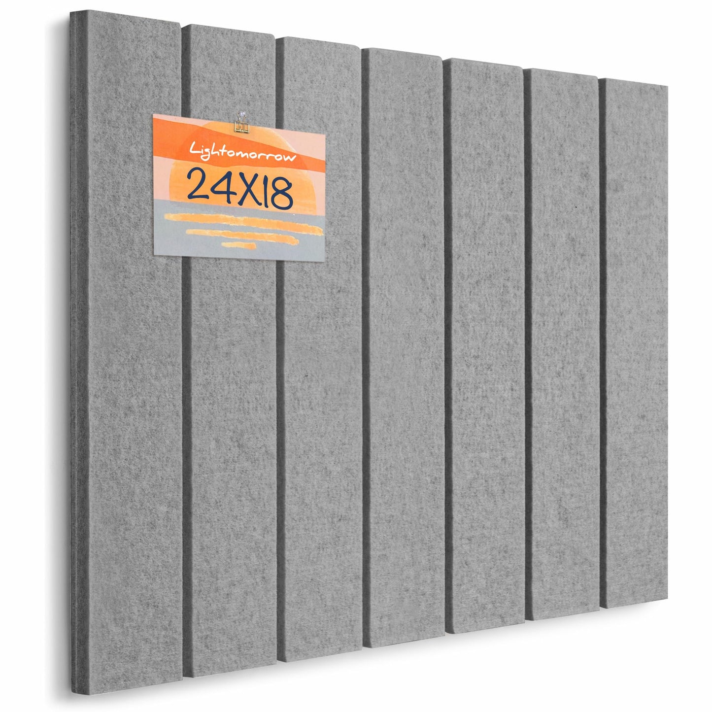 Lightomorrow Bulletin Board, 24 x 18 inches Felt Board Decorative Pin Board, 4' x 3' Cork Board Alternative for Wall, Foldable Photo Board with 20 Pushpins - Gray Stripes