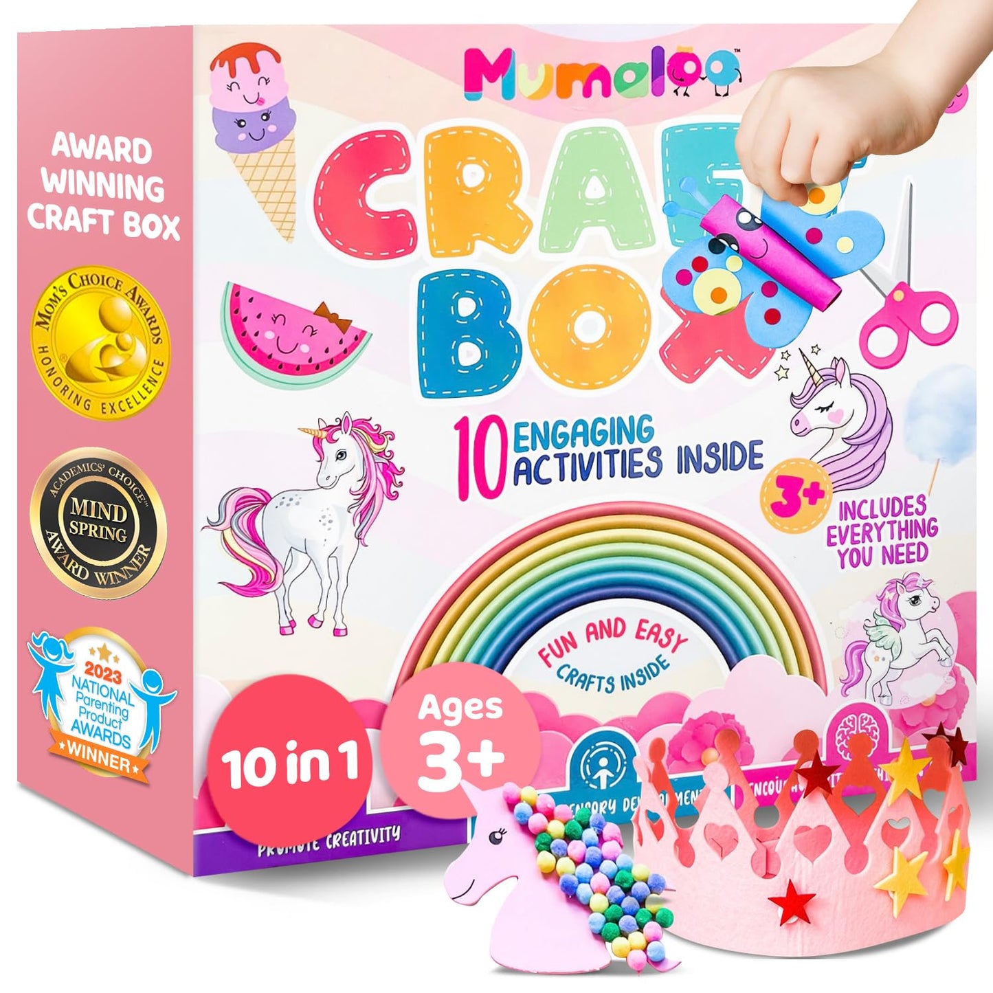 Mumaloo Unicorn Craft Box - 10 Fun Arts and Crafts for Kids Ages 4-8, No Mess, Educational, Mermaid Art Projects, Toddler Crafts & Activities Kit with Supplies, Gift for Girls 3 4 5 6 7 8 Years Old
