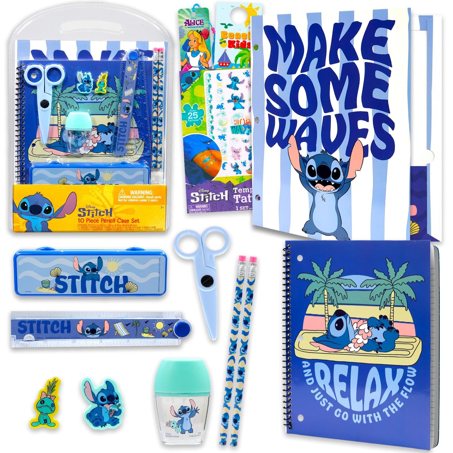 Lilo & Stitch School Supplies Set - Bundle with Disney Stitch Classroom Folder, Notebook, Pencils, Tattoos, and More | Stitch Back to School Supplies