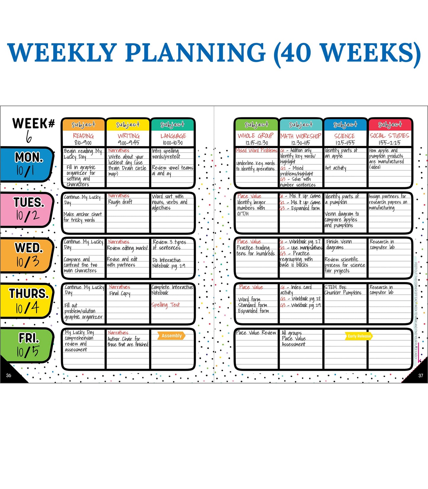 Carson Dellosa Happy Place Teacher Planner 2026-2027, Undated 8" x 11" Lesson Plan Book with Retro Stickers, Class Schedule, Weekly Calendar, Classroom Must Haves, Homeschool and School Supplies