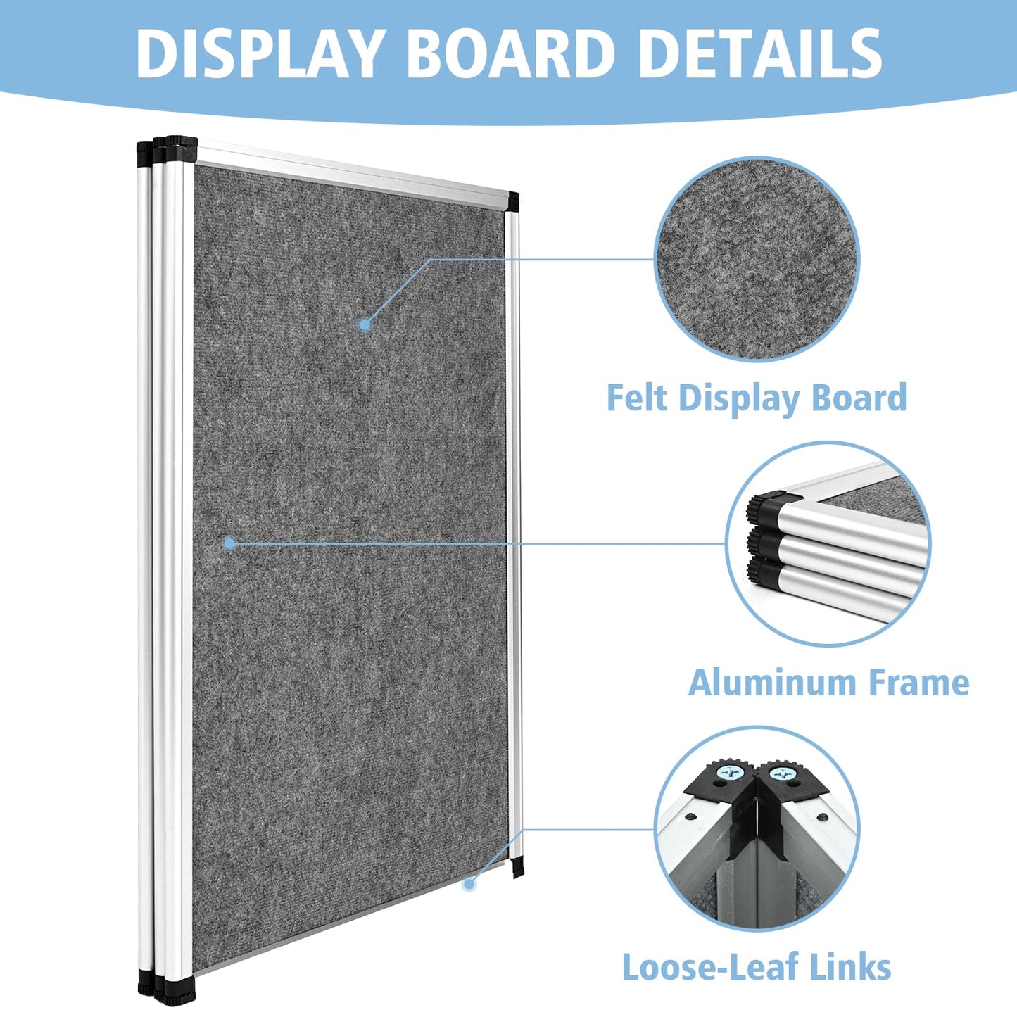 Nisorpa 3+1 Panel Trade Show Presentation Board 70.8 x 35.4 in Desktop Tri Fold Display Board Gray Single Sided Tabletop Display 4 Folding Panels with Moving Bag
