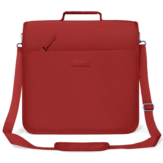 SUNEE Zipper Binder 3 Ring, 3 Inch O-Ring with Handle and Shoulder Strap, 600-Sheet Capacity, 5-Tab Expanding File Folder, Multi-Pockets for Middle School Organizer Binder with Zipper, Bright Red