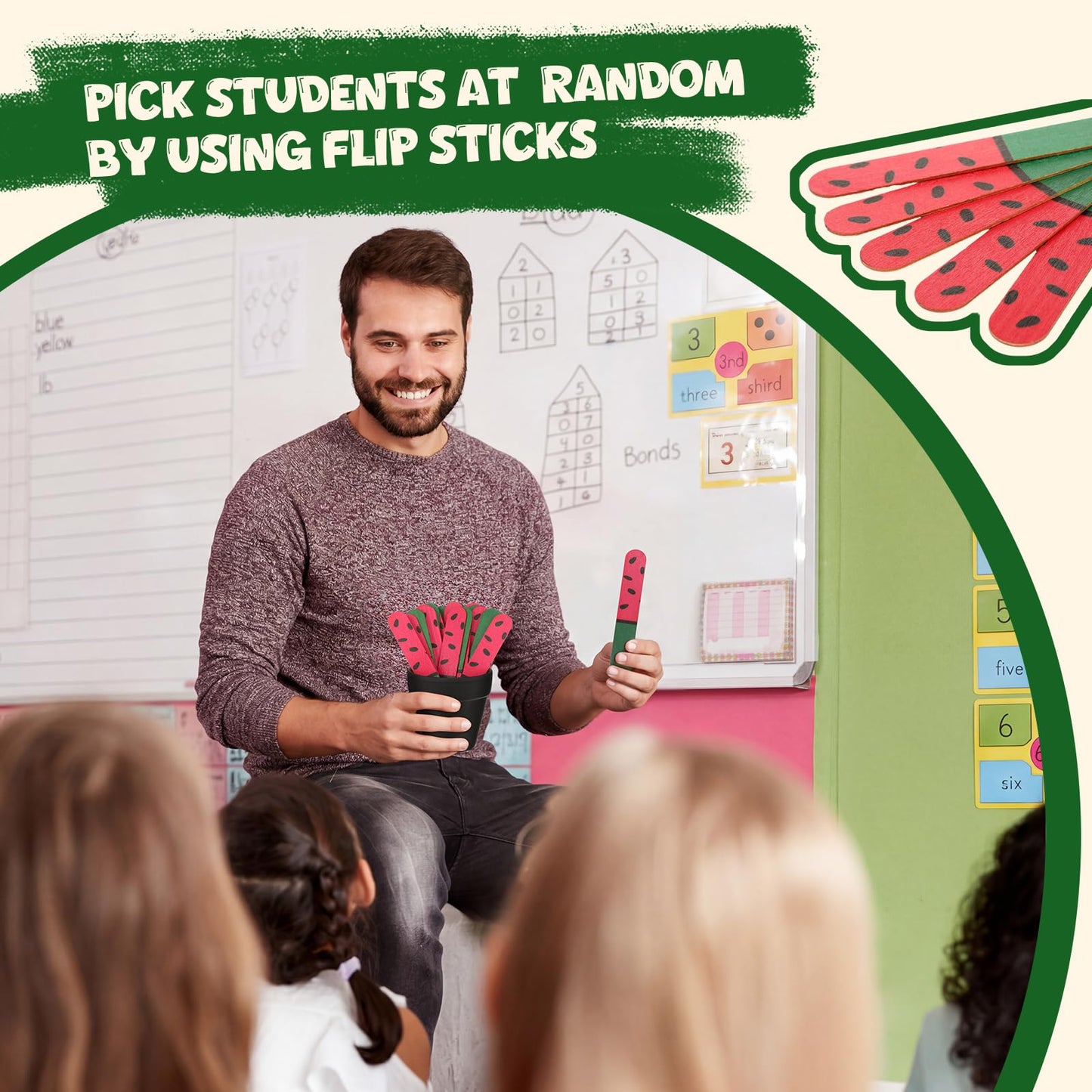 Chunful 72 Flip Name Sticks with Storage Pot Talking Flip Name Stick Counting for Classroom Back to School Management Teacher Essential Student Grouping Tally Educational and Learning Supply(Stylish)