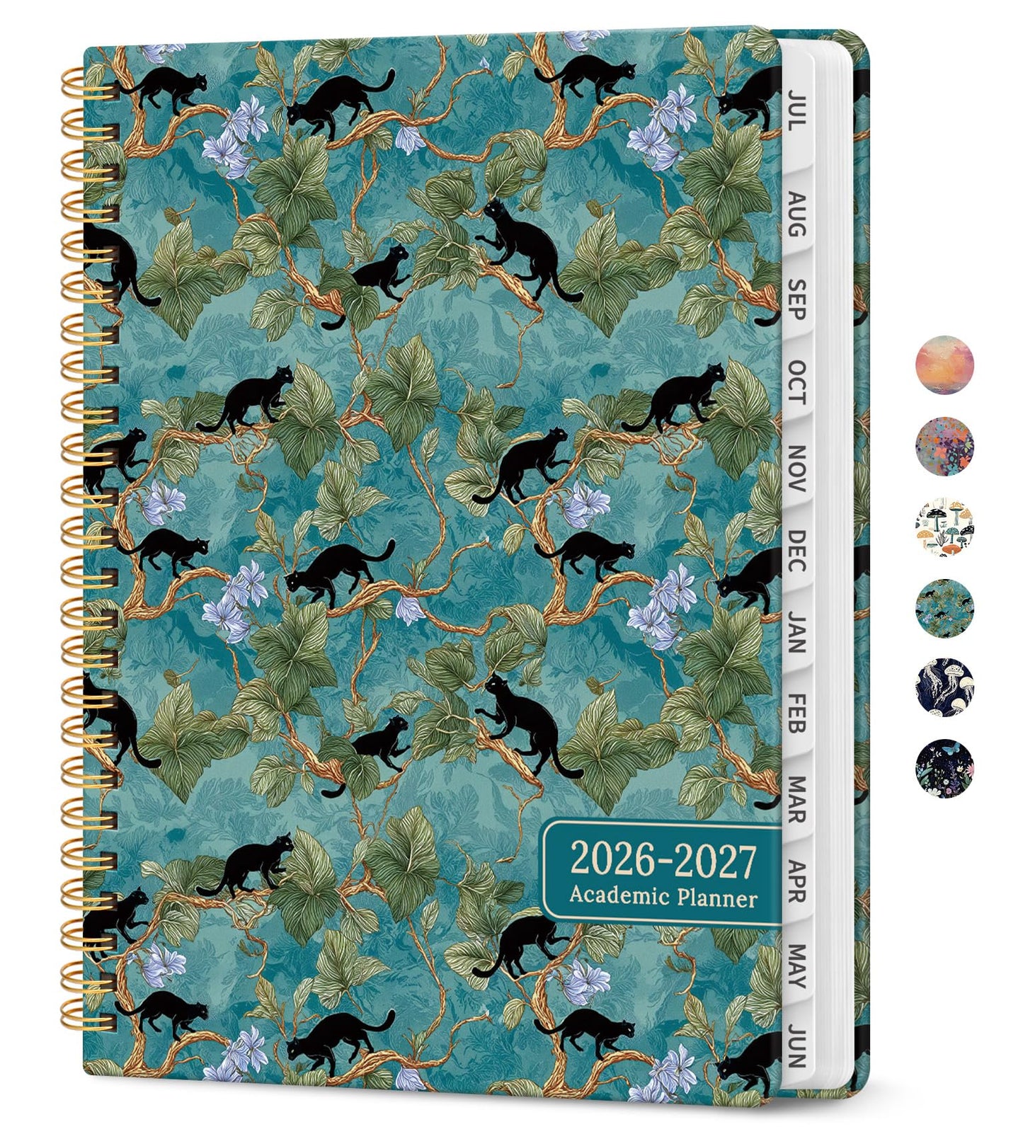 Planner 2026-2027, Academic Year Weekly and Monthly Calender Planner, from Jul 2026 - Jun 2027, Spiral Bound School Planning Book, Perfect for Teacher, Student, Women & Men, A4 (8.5" x 11"), Cats in Vine