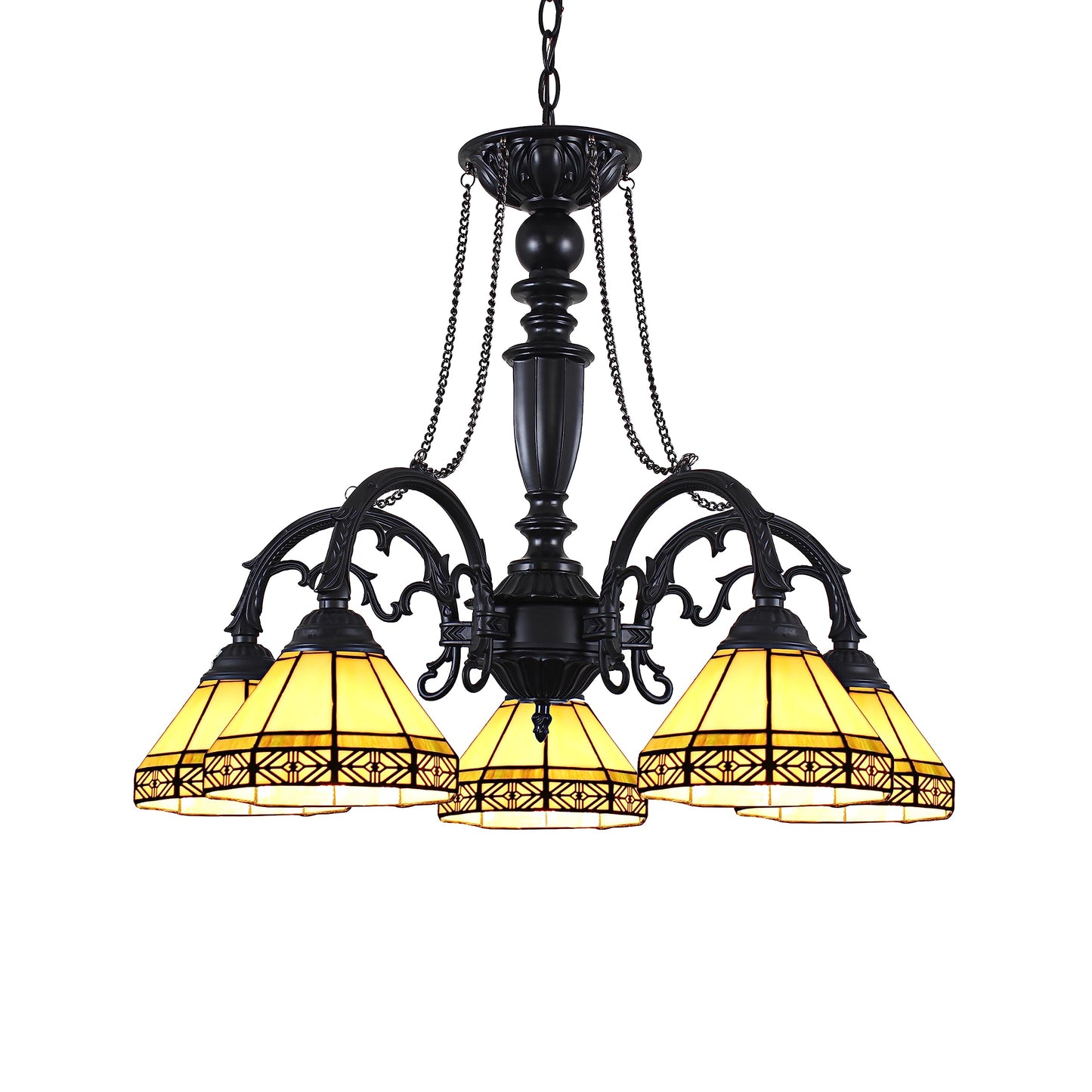 Chloe Lighting Belle Tiffany-Style Chandelier, 5 Light, 27in Wide, Stained Glass, Model CH31315MI27-DC5