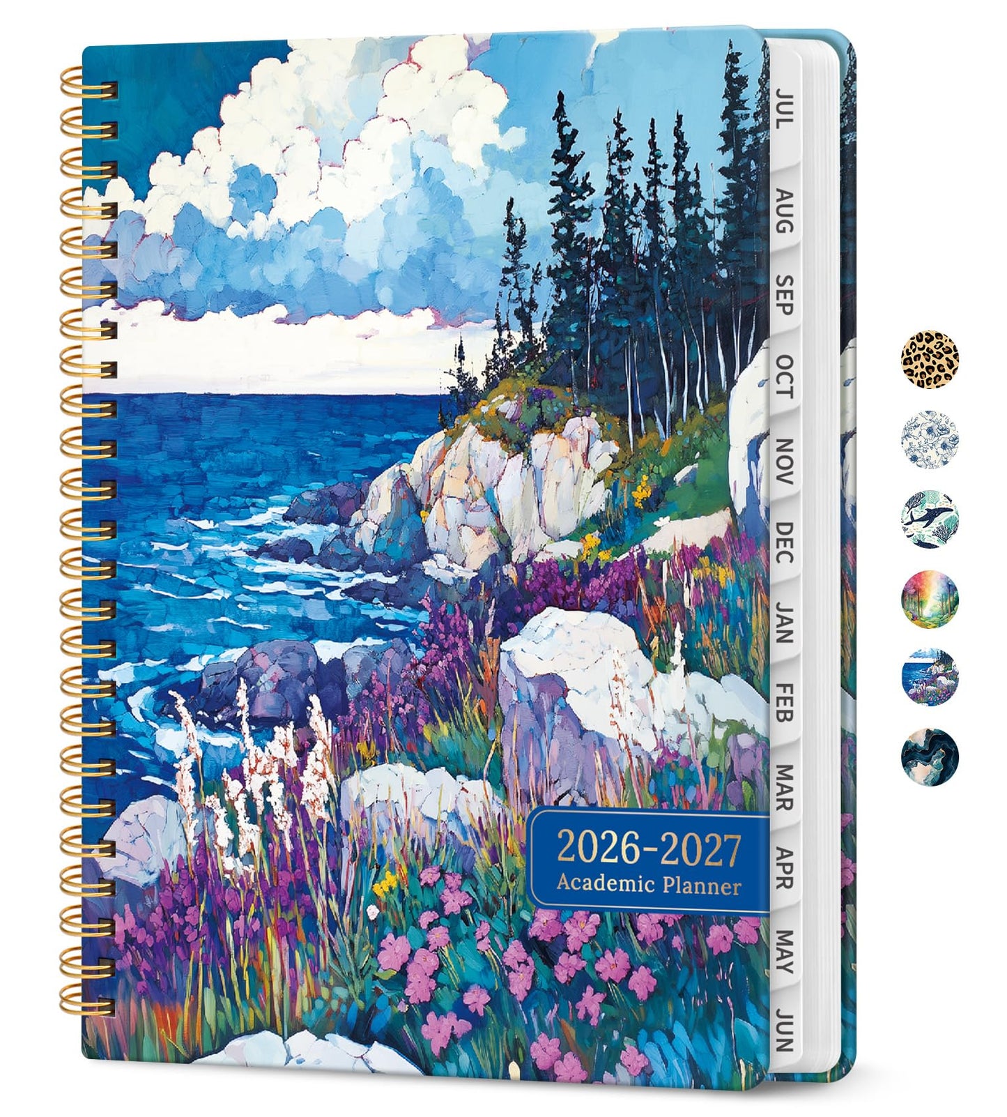 Planner 2026–2027, Weekly & Monthly Academic Organizer for School Year, Jul 2026–Jun 2027, Hardcover Planner with Tabs, Back to School Essential, 6.3" x 8.5", Coastal Wilds