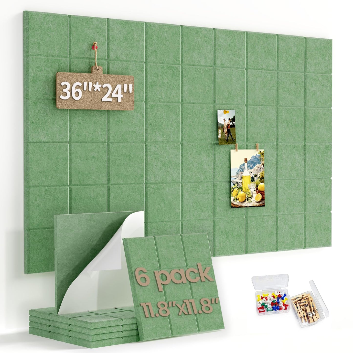 Large Felt Bulletin Board for Walls: 6-Pack Black Cork Board Alternative 11.8x11.8 Inch Peel and Stick Pin Board Wall Decor for Home Organization, Office Memo Board, Self-Adhesive Wall Tiles
