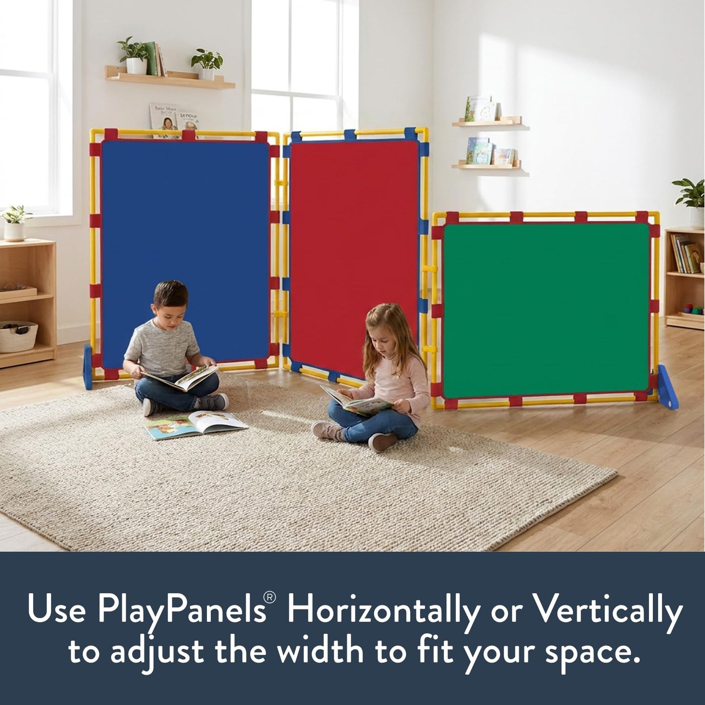 Children's Factory Big Screen PlayPanel - Set of 3, Kids Room Divider, Classroom Privacy Screen, Cantilever Feet Included, Rainbow