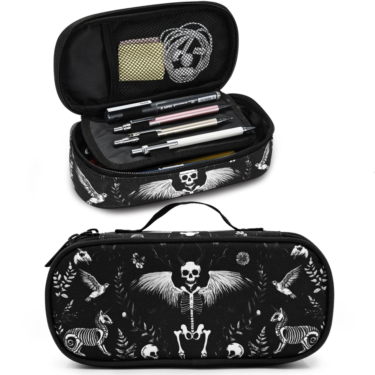 Droerfes Goth Skull Pencil Case Pencil Pouch Large Capacity Pen Bag School Office Organizer Stationery Storage Box For Girls Boys Teen Kids