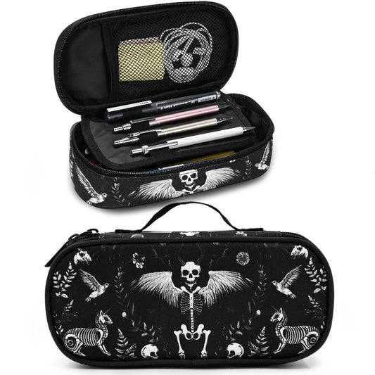 Droerfes Goth Skull Pencil Case Pencil Pouch Large Capacity Pen Bag School Office Organizer Stationery Storage Box For Girls Boys Teen Kids