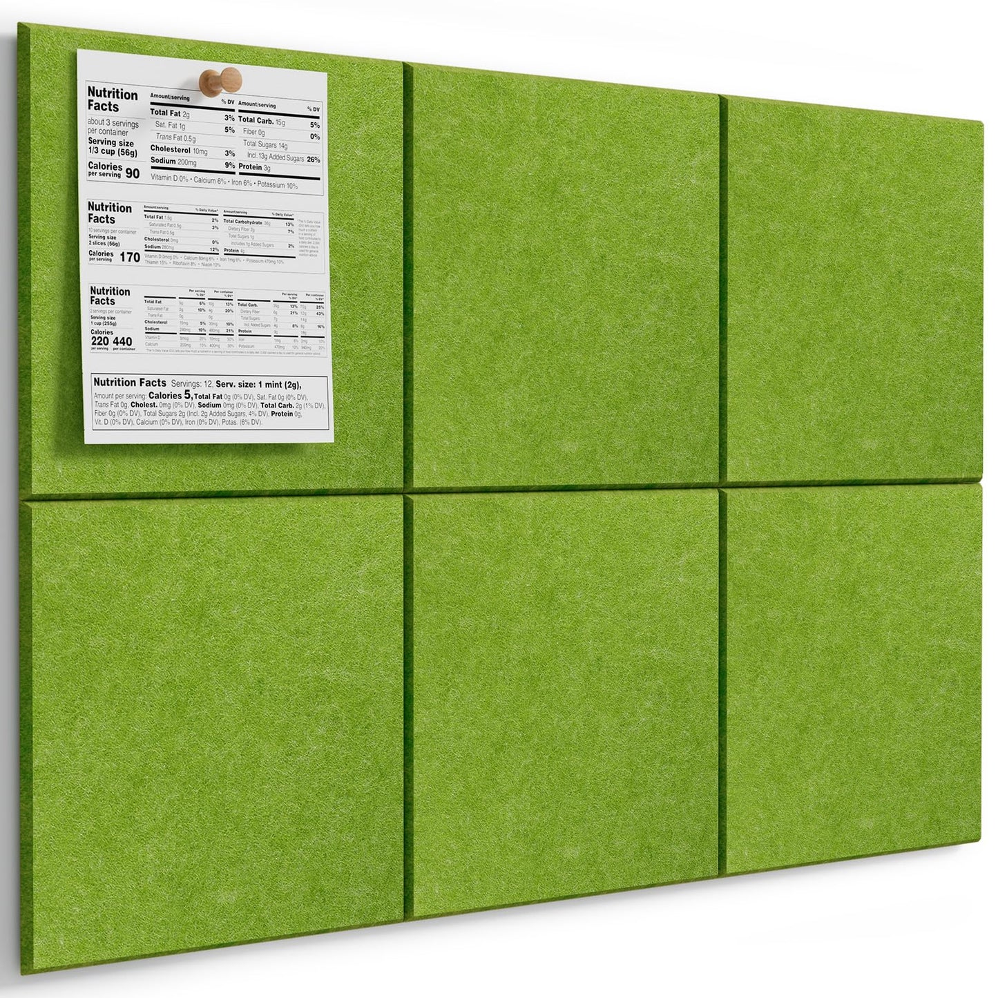 MaxGear Large Cork Board for Wall 36" x 24", Forest Green Bulletin Board, 6 Pack Felt Wall Tiles with Pushpins, Cork Boards for Office Pin Board Tack Board Cork Boards