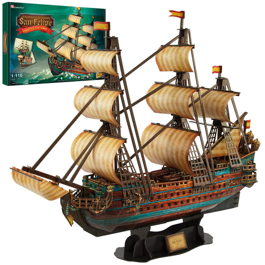 CubicFun 843659803 Boat San Felipe 1960, Spanish Ship, 3D Puzzle, Model Kit for Adults and Children, 248 Pieces, 240 min Assembly, Le
