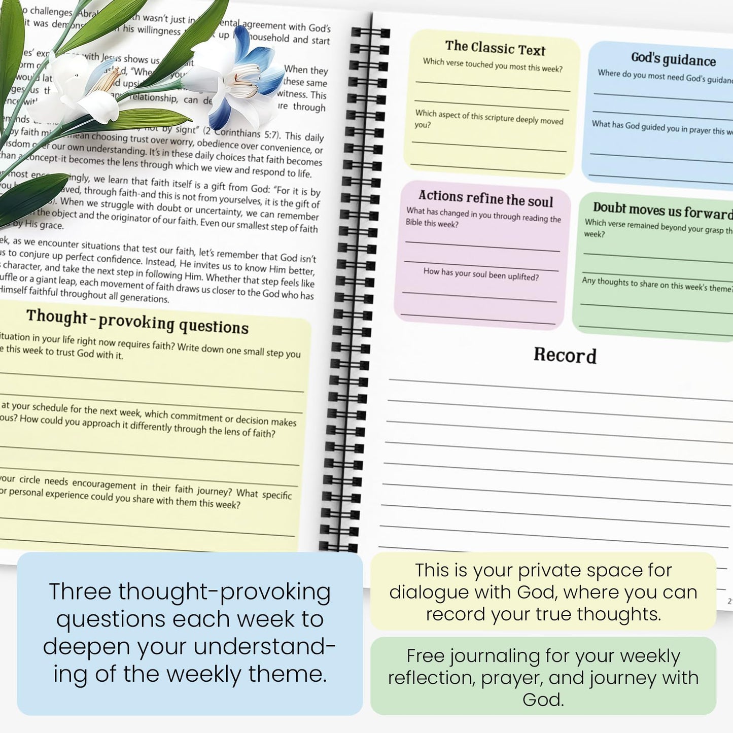 Bible Study Guide in a Year for Women, 52-week Guided Bible Prayer Journal Daily Devotional Notebook with Bookmark, Journaling Bibles Study Supplies Accessories Christian Gifts (A4)