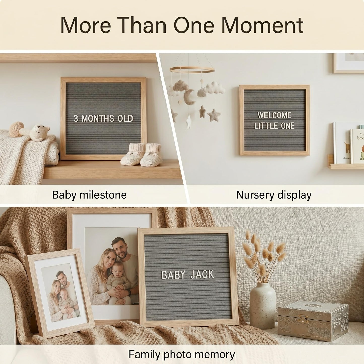 C CRYSTAL LEMON Felt Letter Board 10x10 Inch Gray – 336 Letters Numbers & Symbols – Changeable Message Board with Wooden Frame, Wall Mount or Stand
