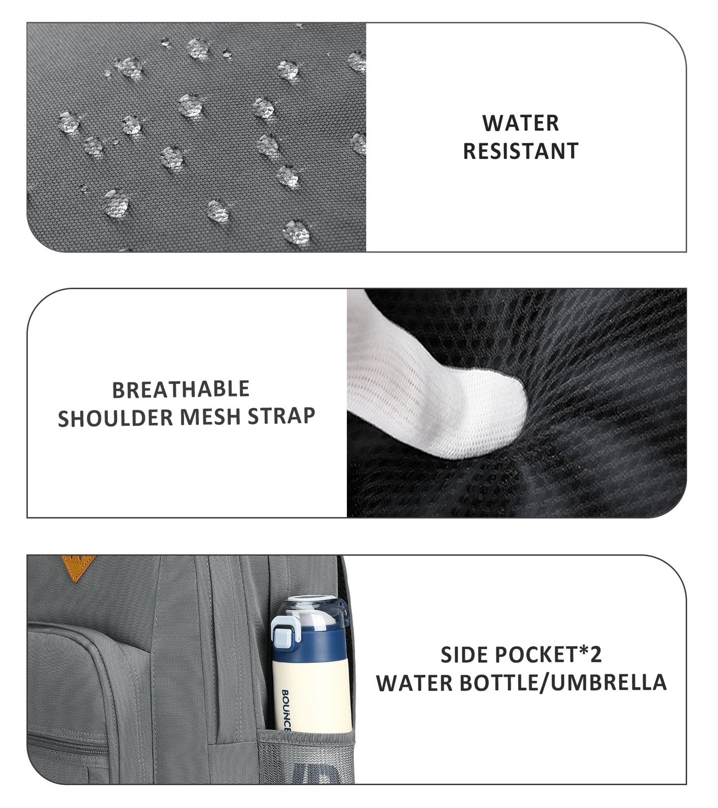 abshoo Classical Basic Womens Travel Backpack For College Men Water Resistant Bookbag (Grey)