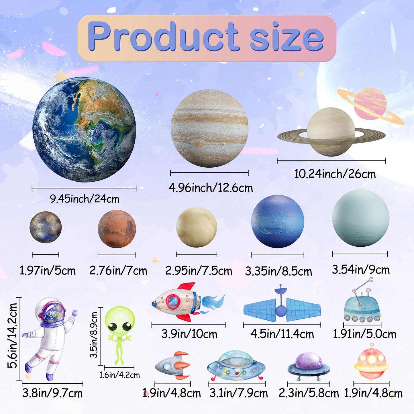 Glow in The Dark Stars Solar System Wall Decals, Star and Planets Stickers for Ceiling, Kids Wall Sticker Space Room Decor (Blue)