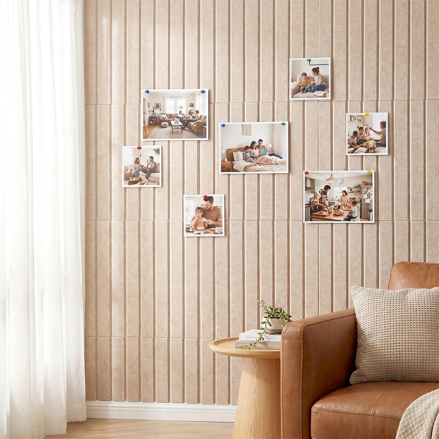 Kuyeyzu 12 Pack Felt Slatted Bulletin Board 11.8x11.8 Inches Alternative to Cork Boards for Walls with 60 Adhesive Tabs and Pushpins for Office Home Room Decor