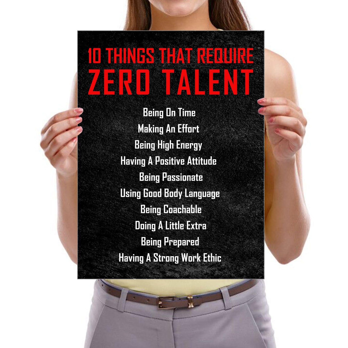 Pyradecor Motivational 10 Things that Require Zero Talent Office Positive Quotes Inspirational Poster Canvas Prints for Classroom Living Room Home Decorations