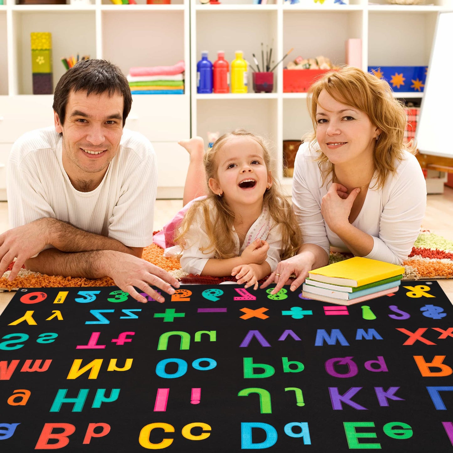 WATINC ABC Learning Felt Board Set - 151Pcs Large 41x30 Inch Flannel Letters Numbers Math Symbols Kit, Preschool Educational Toy for Toddlers Classroom Homeschool