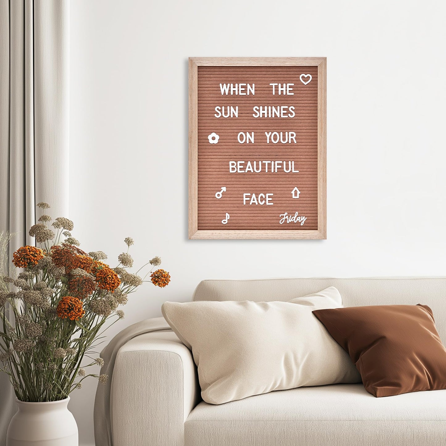 Felt Letter Board with 402 Letters, Numbers & Symbols - 12 x 16 inch Large Changeable Message Board with Wooden Frame Wall Mount Hook, 2 Canvas Bags, Wood Stand (Pink)