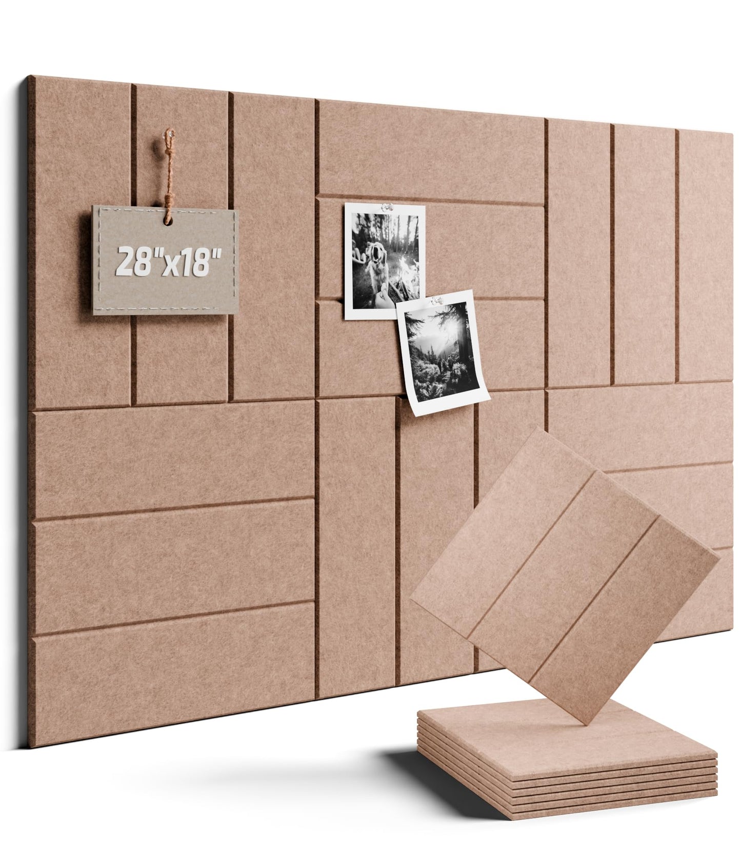 Felt Bulletin Board Tiles -28"x18" with 40 Adhesive Tabs, Cork Board Alternative for Office Decor, Push Pin Board Wall Organizer 6-Pack(Terracotta)