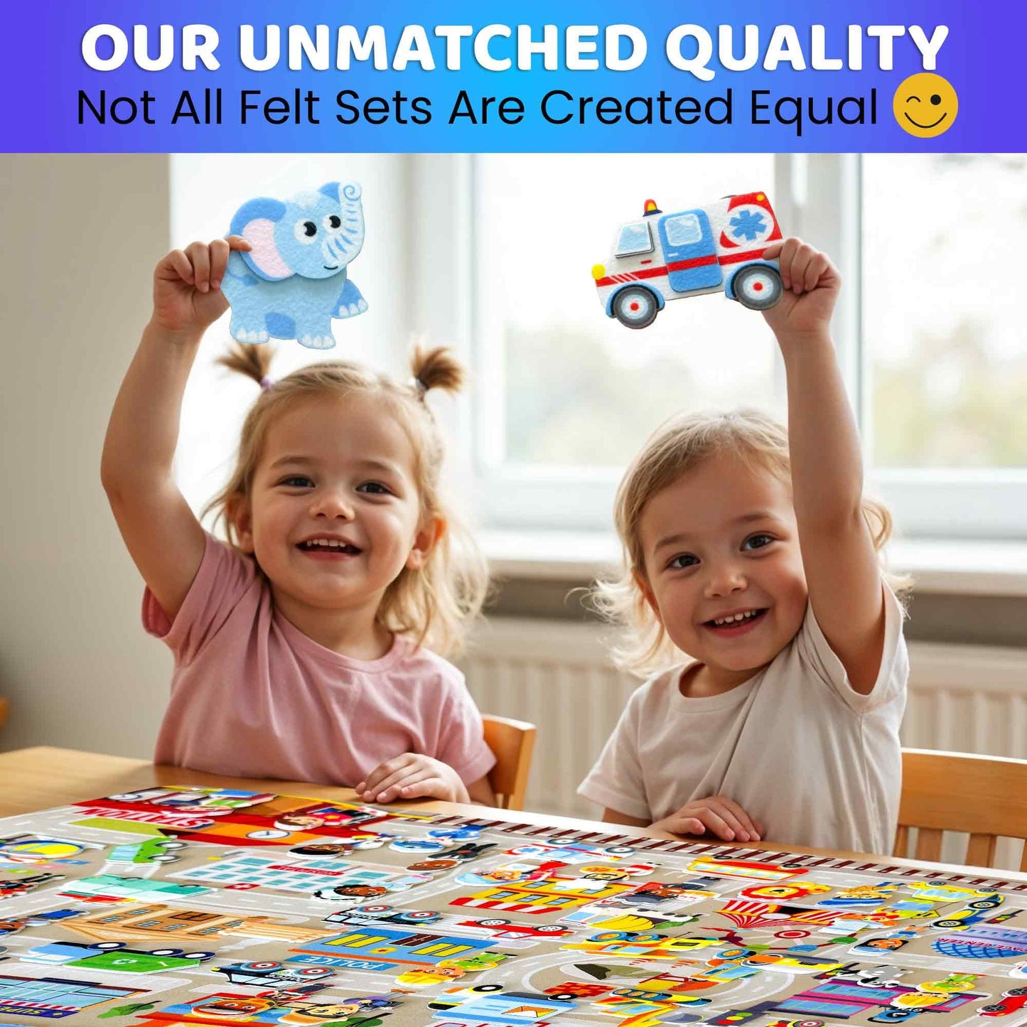 QUOKKA City Felt Board for Kids 3-5 Years Old - Social Emotional Preschool Learning Activities for Ages 3-5 - Educational Flannel Toy Speech Therapy Gift