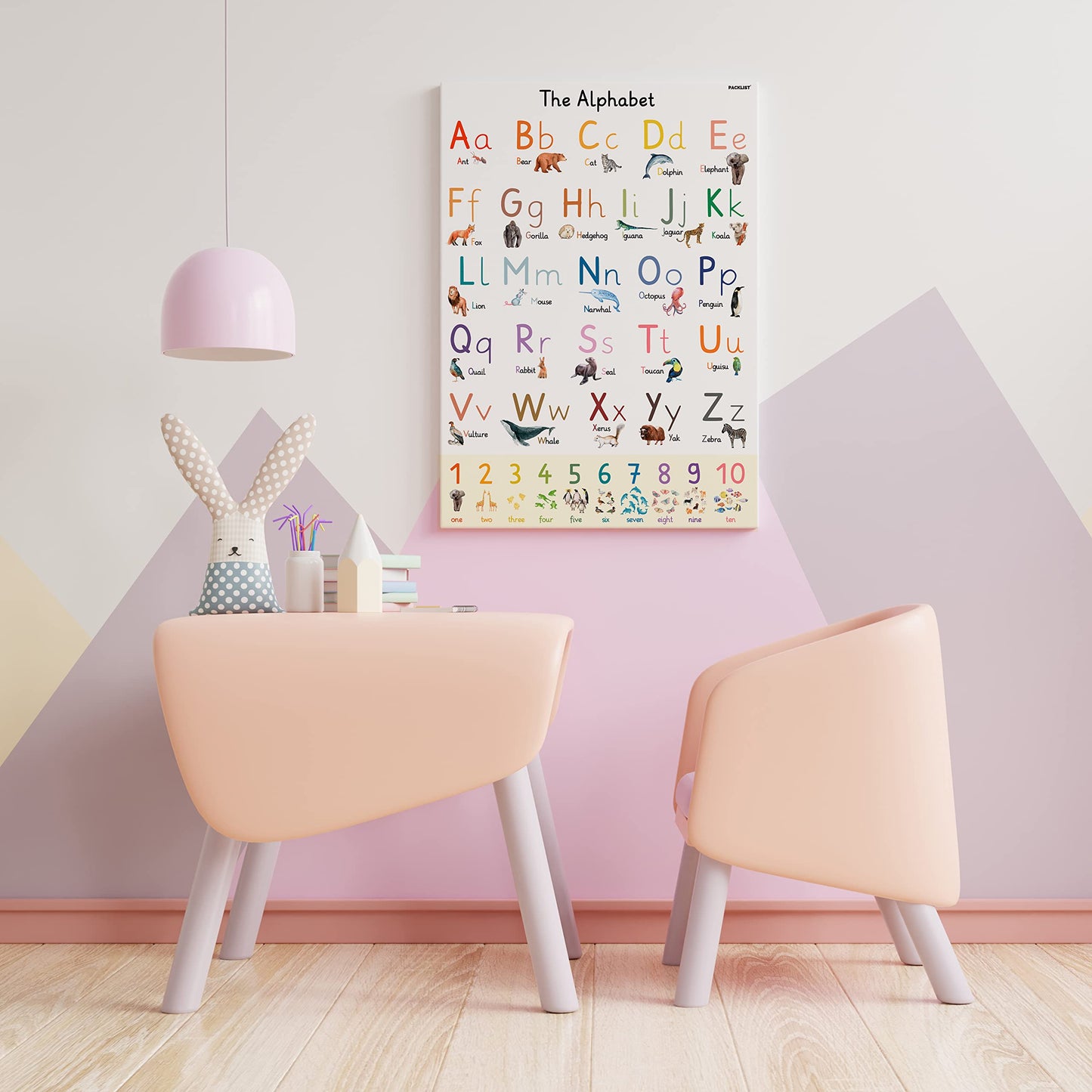 PACKLIST XL Alphabet Poster for Kids – Large 24" x 33" ABC Wall Chart – Extra-Thick 170 GSM Heavyweight Paper – Animal Learning Poster for Toddlers, Preschool & Classroom Decor – Plastic-Free