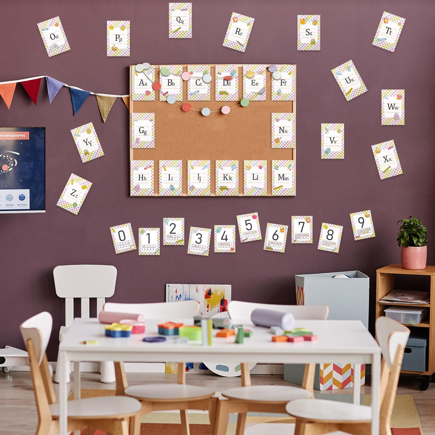 Tinlade 36 Pcs School Composition ABC Alphabet Number Educational Learning Cards Decorations for Bulletin Board, Walls, Desks, Windows, Doors, Lockers, Schools, Classrooms, Homeschool and Offices
