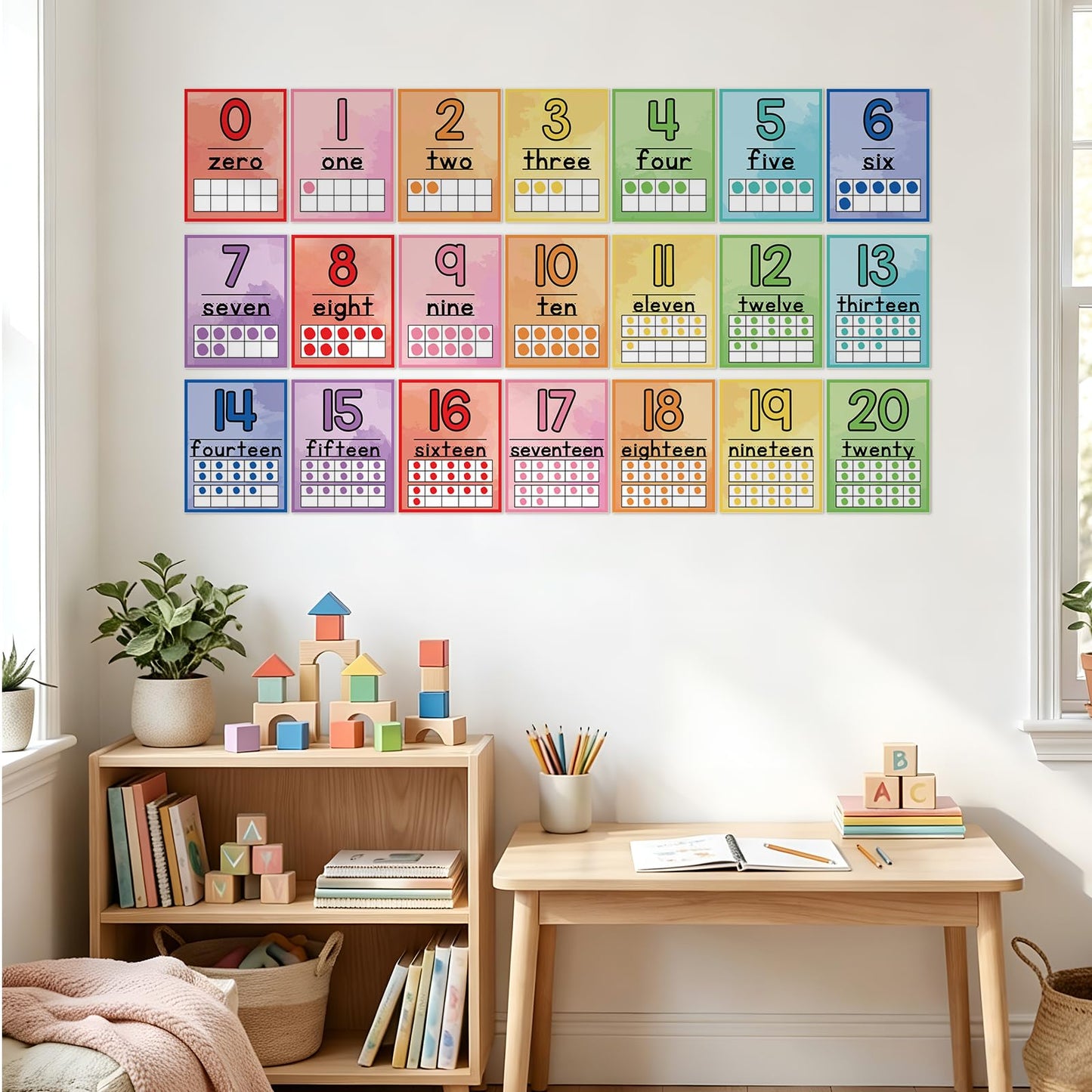 Colarr 21 Pcs Number Posters for Classroom Wall Decor 11 x 8.5 Inch Educational Number Poster Learning Chart for Kindergarten Preschool Teacher Classroom Must Have Essentials(Digital)