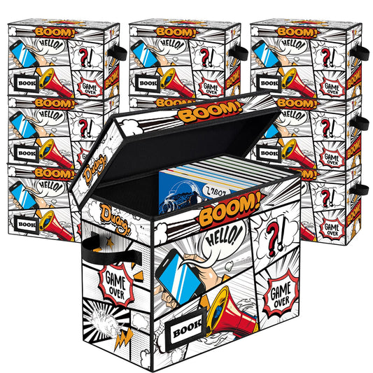 YNSZAS 10 Pack Collection Comic Book Storage Boxes, Protector Organizer 15.8" X 7.8" X 11.8" Collapsible Short Box Holds 160-180 Comic Book Heavy Duty Bin Container Holder Shelf