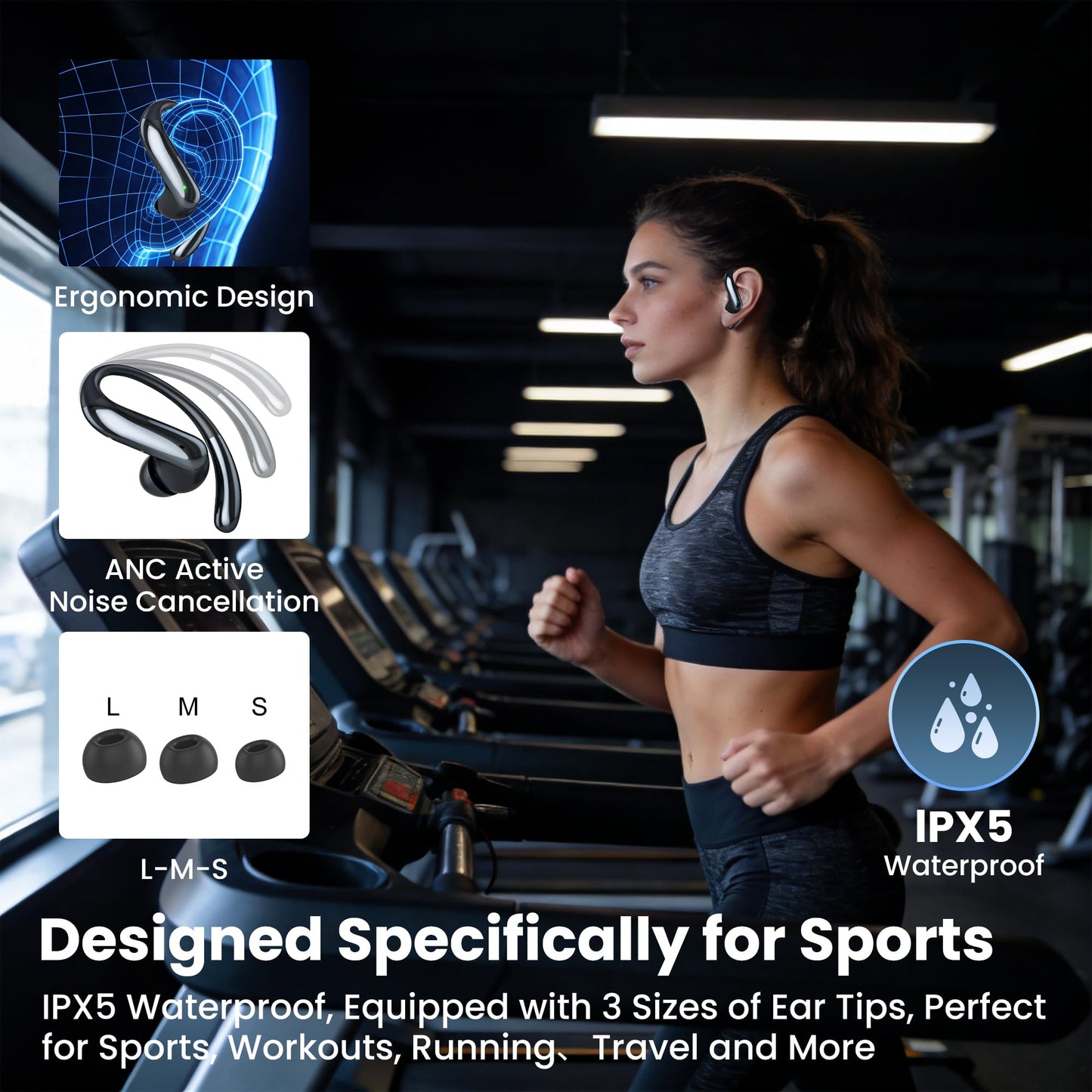 RichEast AI Translation Earbuds Real Time with Audio and Video Calls, 4-in-1 Bluetooth 6.0 Translator Headphones with 6 Translation Modes/Meeting Notes & ANC, Audifonos Traductores Ingles Espaol Black