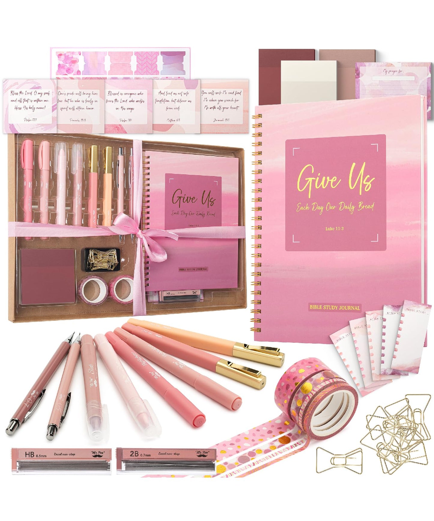 Mr. Pen- Bible Journaling Kit for Women, Bible Highlighters and Pens No Bleed, Notes, Tabs, Washi Tape & Journal for Devotions, Prayer & Christian Gifts