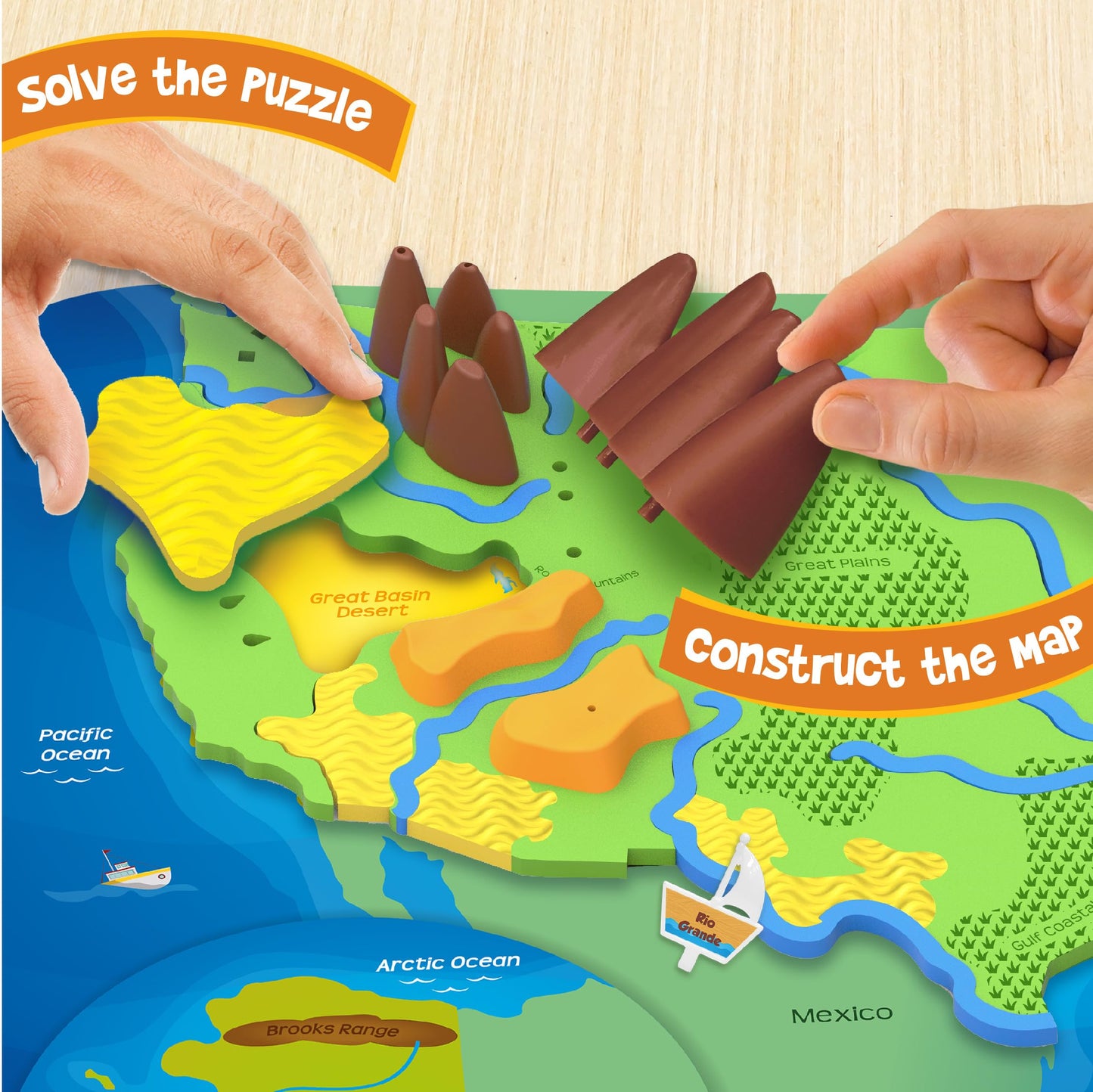 Imagimake Mapology Physical Features USA Puzzle | Mountains, National Parks, Rivers & Lakes 3D Puzzle Toys for Ages 8-13 | Educational Toys | Classroom Must-Haves | Back to School Gifts for Kids 8-12